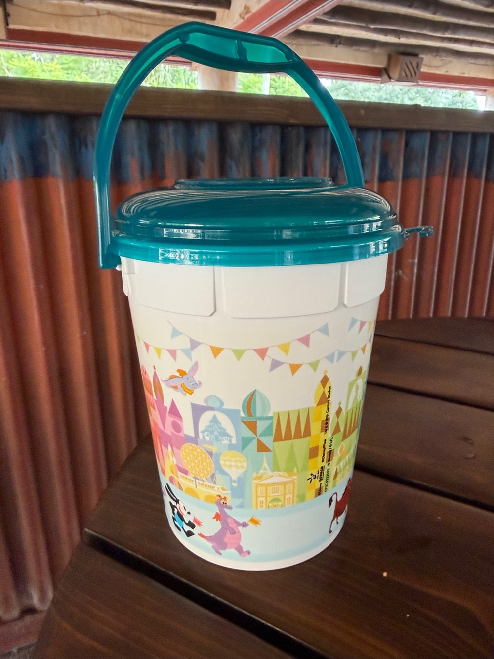 Disney Teal-Handled White Castle Print Bucket